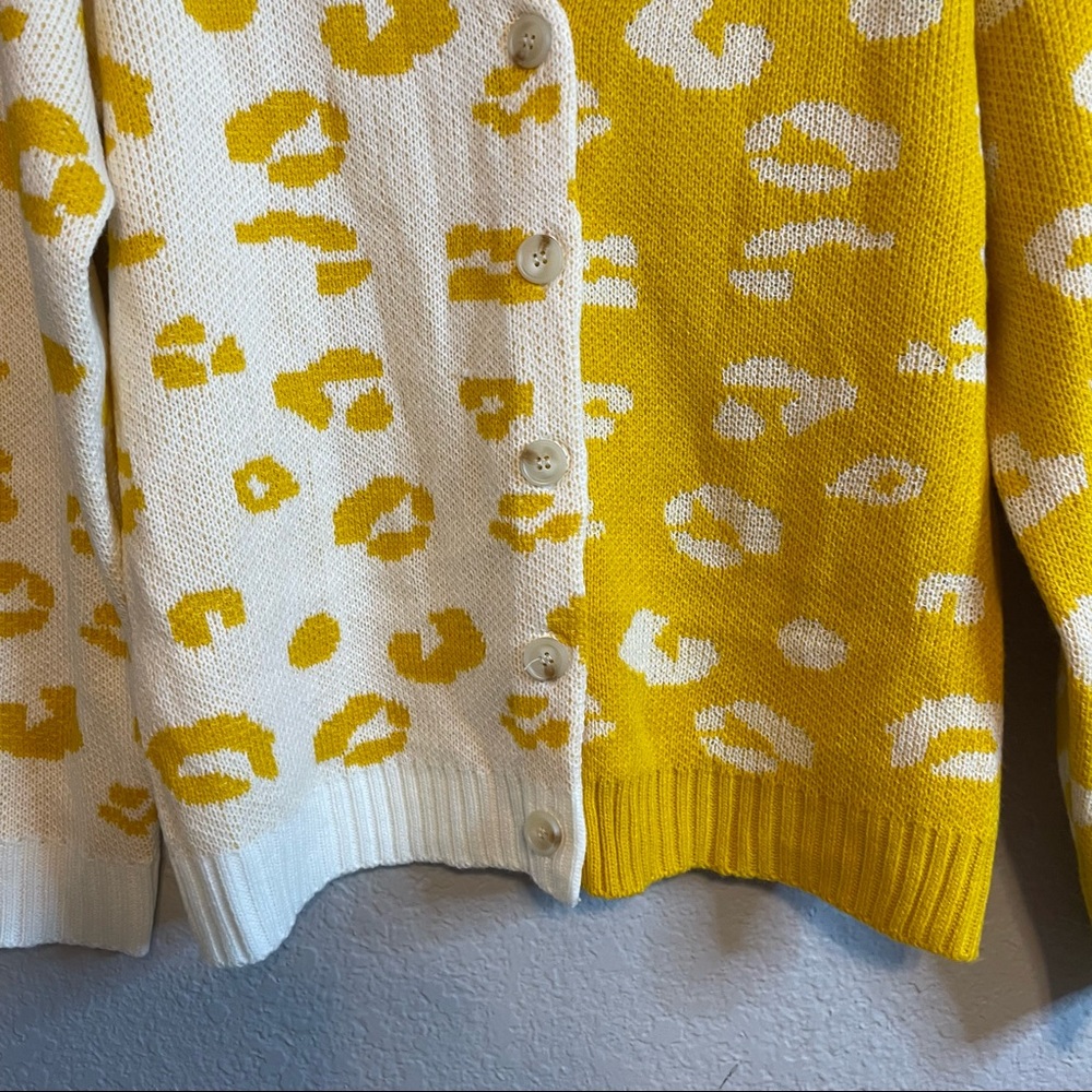 ANDREE by Unit Split Color Leopard Print Cardigan - Picture 4 of 10